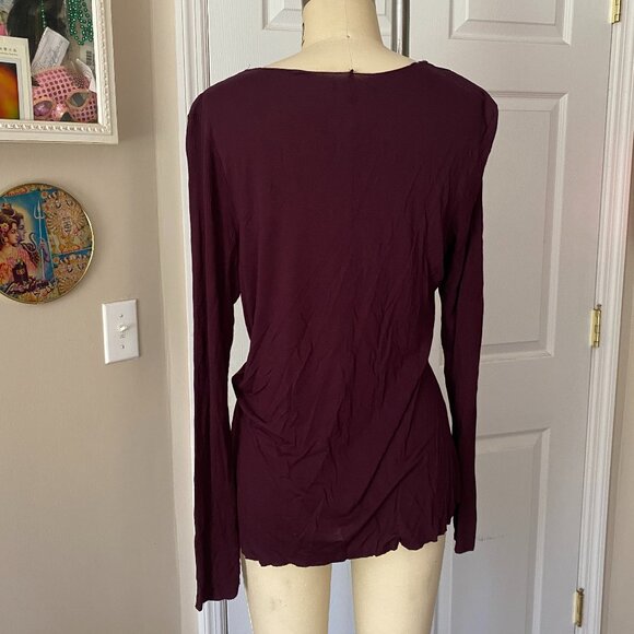 GAP Deep Red Cowl neck Ruched front Stretch Knit Shirt Blouse *MEDIUM* - Picture 4 of 5